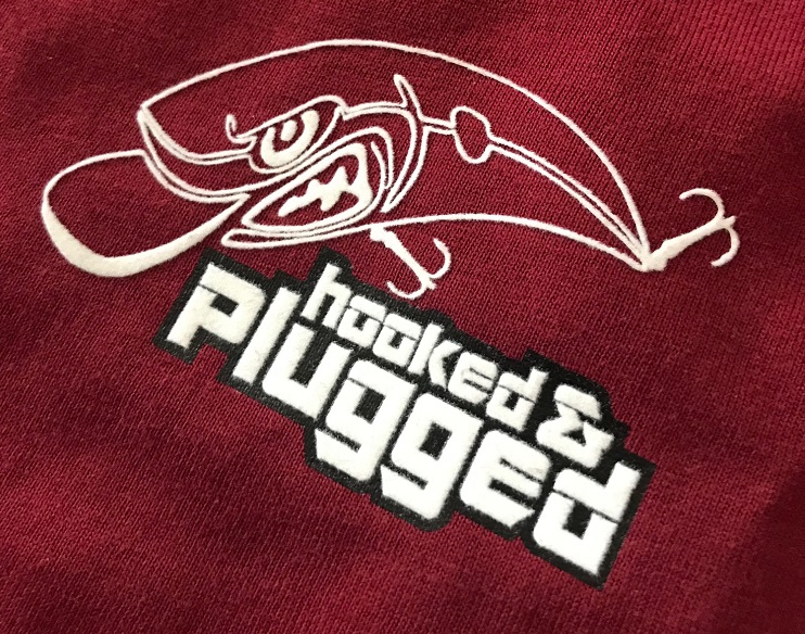 Hooked & Plugged Burgundy Front.jpg T-Shirt Burgundy